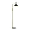 Stylowa lampa podłogowa Larry w złotym kolorze z czarnym kloszem