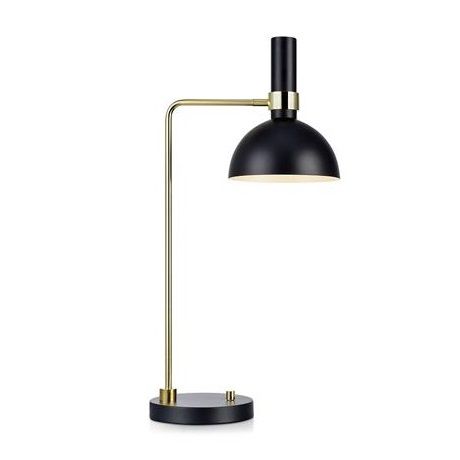 Złota lampa stołowa Larry z czarnym kloszem