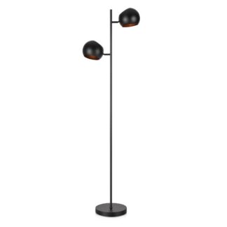 Czarna lampa podłogowa Edgar z dwoma źródłami światła
