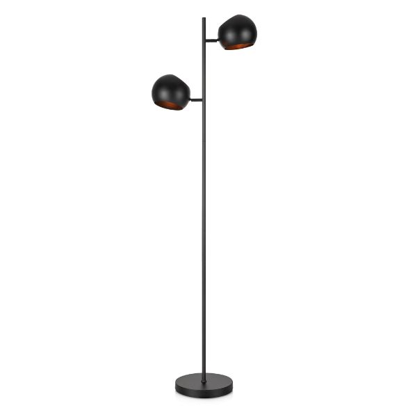 Czarna lampa podłogowa Edgar z dwoma źródłami światła