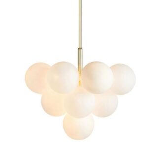 Złota wisząca lampa Merlot z szklanymi kulami