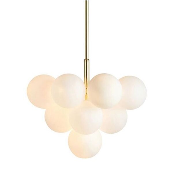 Złota wisząca lampa Merlot z szklanymi kulami