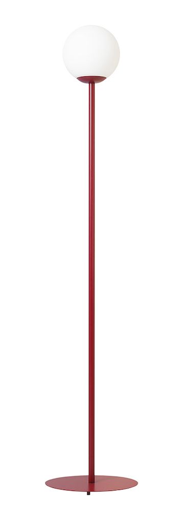 Stojąca lampa Pinne Red Wine z mlecznym kloszem z kolekcji Artera Colours