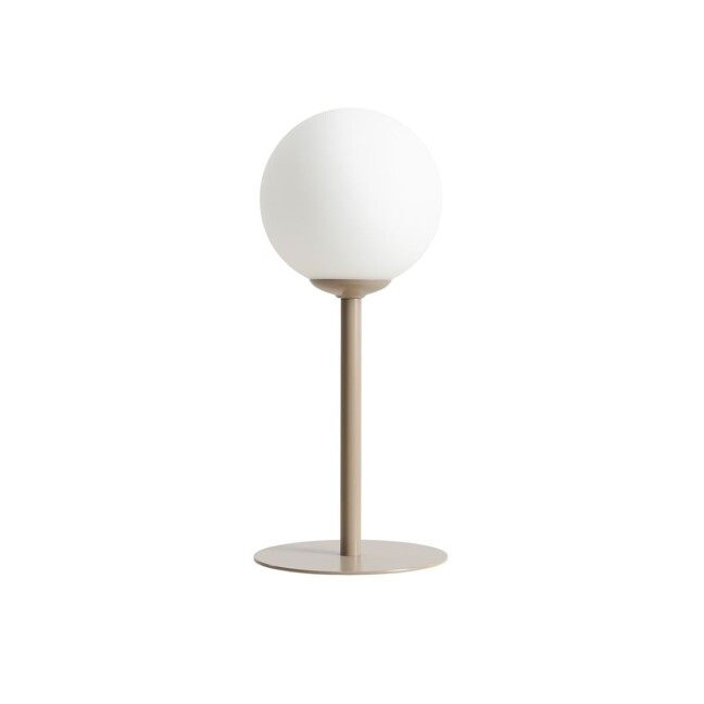 Beżowa lampa stołowa Pinne z mlecznym kloszem z limitowanej kolekcji Artera Colours