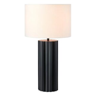 Czarna lampa stołowa Hashira z jasnym abażurem