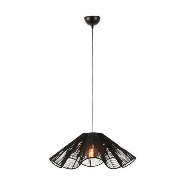 Lampa wisząca Nami - jutowa, do szarej sypialni
