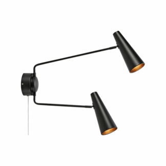 Kinkiet Peak - czarny, do salonu w stylu retro