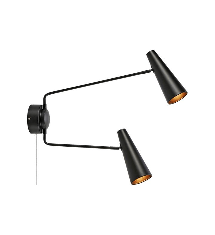 Kinkiet Peak - czarny, do salonu w stylu retro