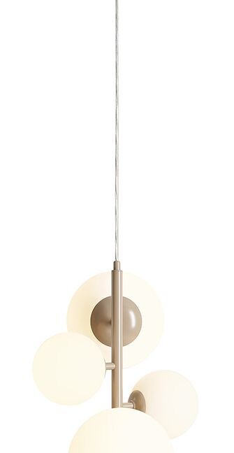 Beżowa lampa wisząca Bloom 4 z pionowo rozmieszczonymi szklanymi kloszami