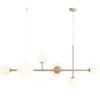 Wisząca lampa Dione 6 w kolorze beżowym ze szklanymi kloszami