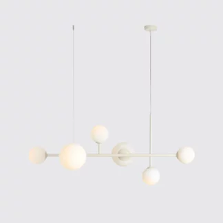 Wisząca lampa Dione 6 w kolorze kremowym