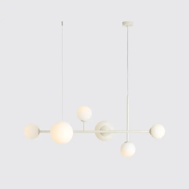 Wisząca lampa Dione 6 w kolorze kremowym