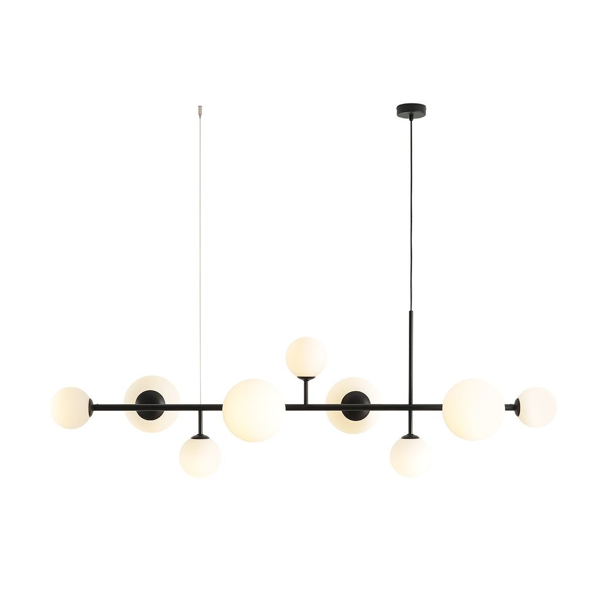 Wisząca lampa Dione 9 w kolorze czarnym, idealna do salonu