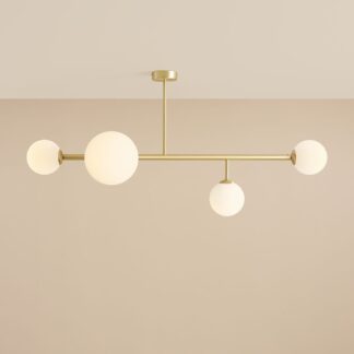 Elegancki złoty plafon Dione 4 - klosze kule, mosiądz