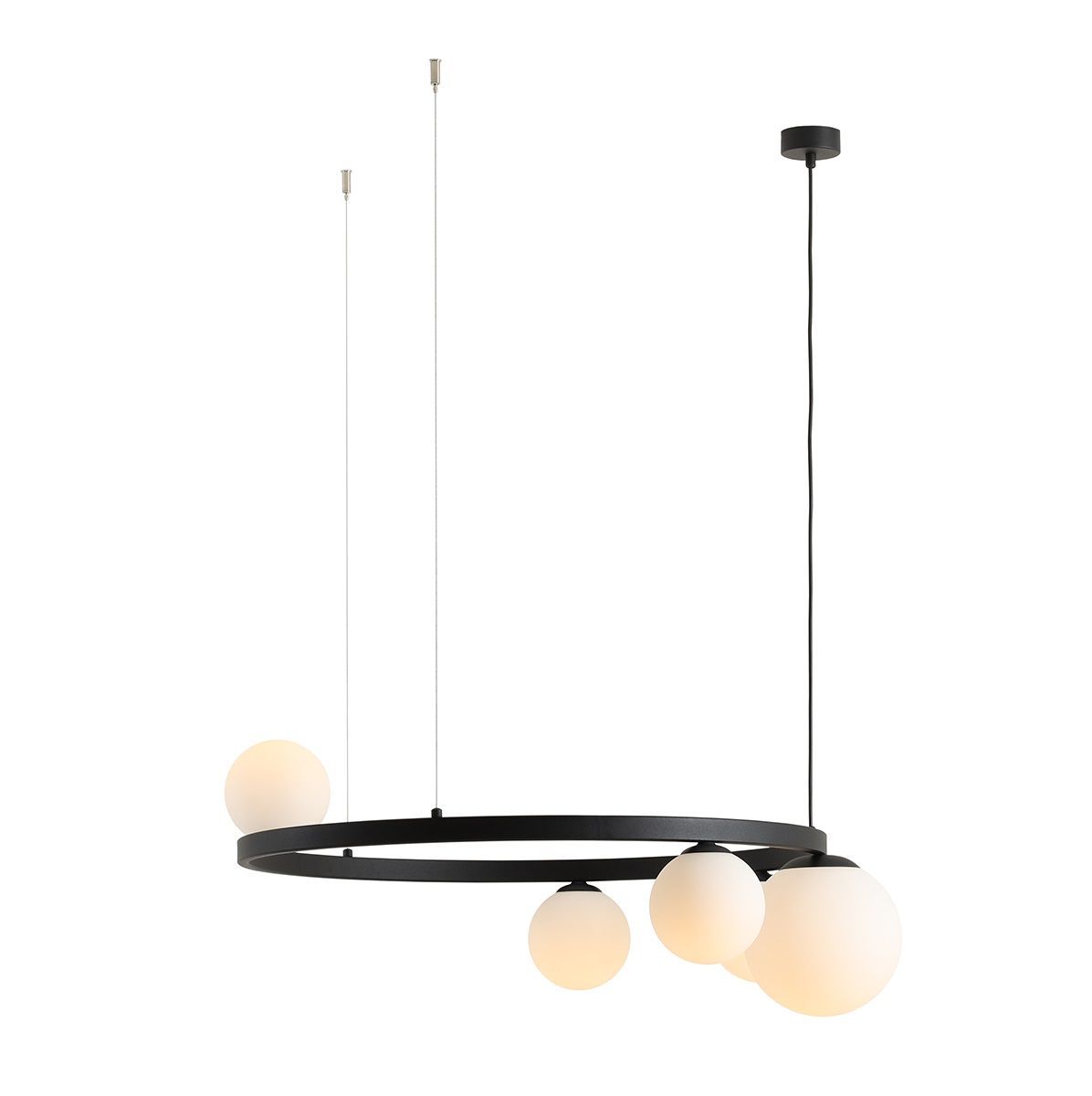 Czarny żyrandol Garda 5 ze szklanymi kloszami