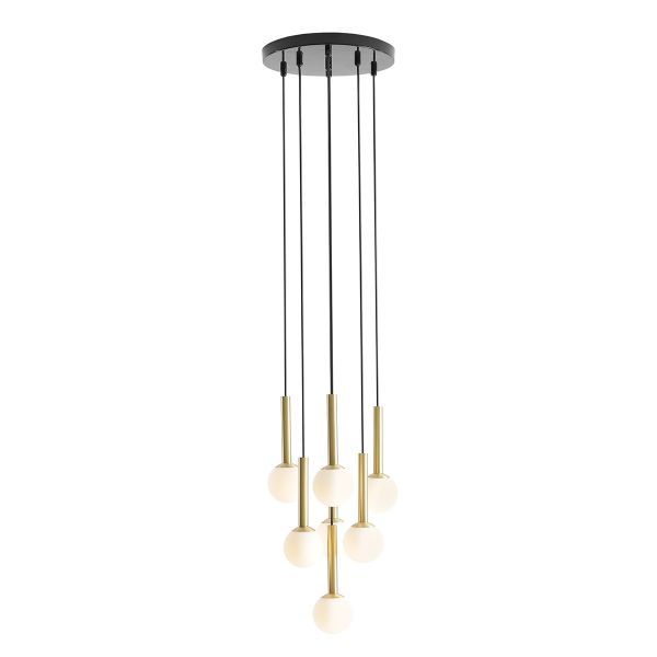 Wisząca lampa Riu 7 z eleganckimi szklanymi kulami