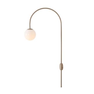 Beżowy kinkiet Una z szklanym kloszem, idealny do salonu