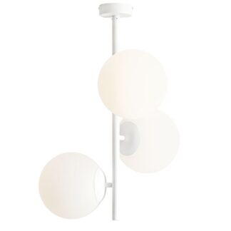 Biały plafon Fin 3M z mlecznymi kloszami