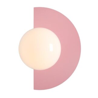 Kinkiet Loop w odcieniu baby pink, w kształcie dysku, idealny do sypialni