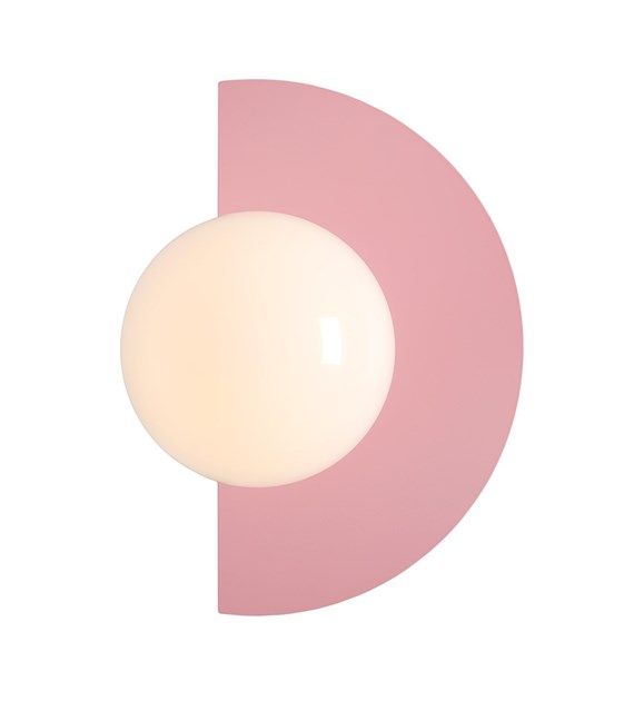 Kinkiet Loop w odcieniu baby pink, w kształcie dysku, idealny do sypialni