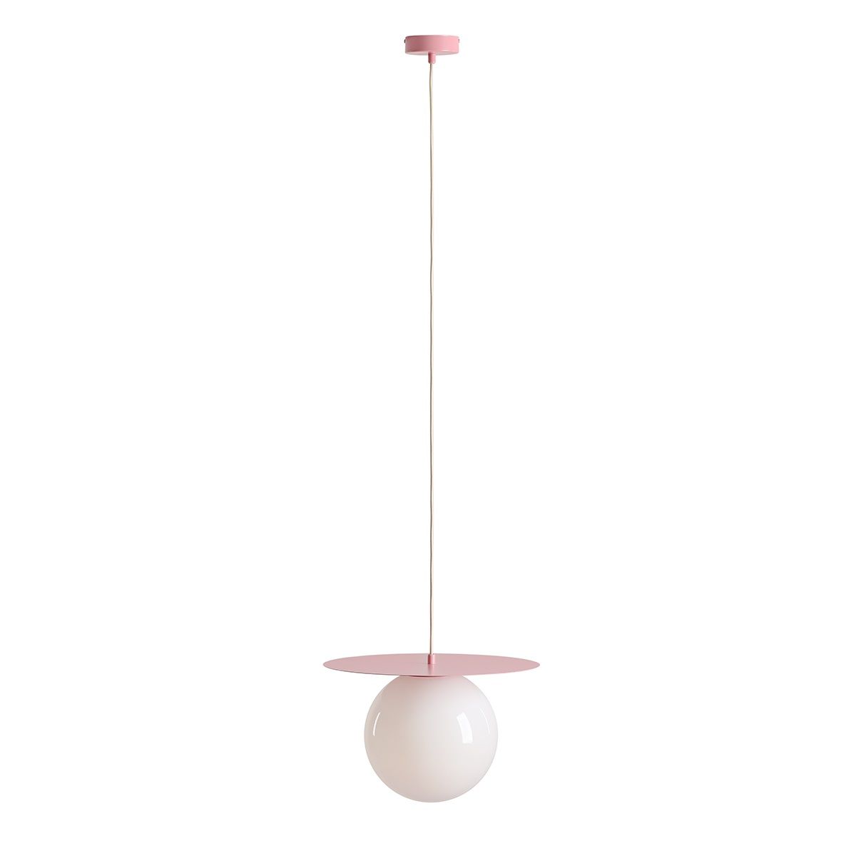 Duża, wisząca lampa Loop w kolorze pudrowego różu