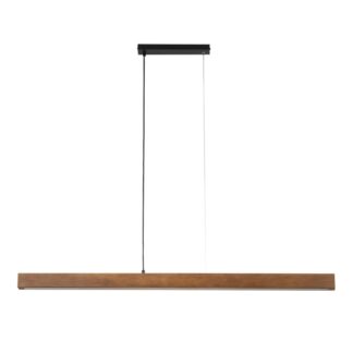Wisząca lampa Teo z podłużną drewnianą listwą w kolorze orzecha