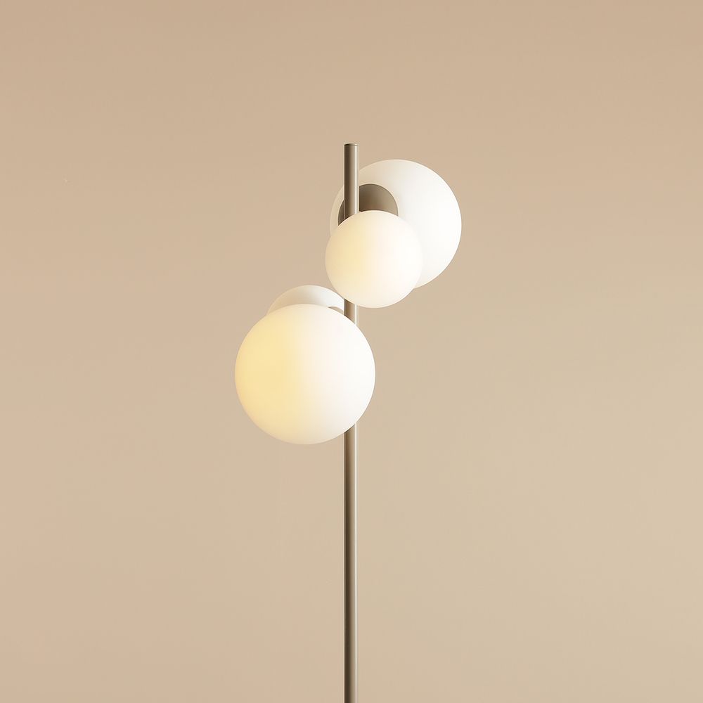 Beżowa lampa podłogowa Bloom z szklanymi kloszami