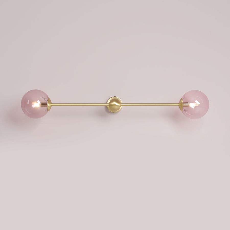 Lampa Pink Pearl L 2 – mosiądz z kulistymi kloszami w odcieniu różu