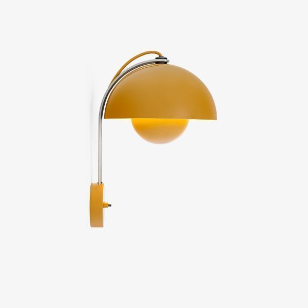 Musztardowy kinkiet Flowerpot WP8 z włącznikiem w podstawie