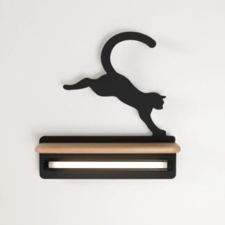 Czarny kinkiet Cat z półką