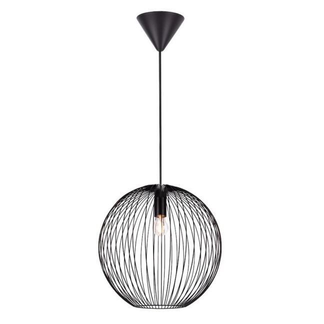 Czarna, wisząca lampa druciana Beroni