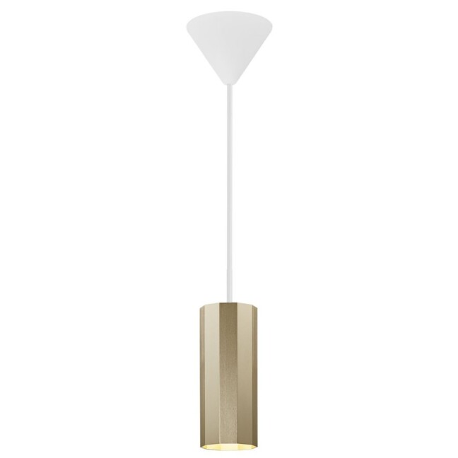 Elegancka wisząca lampa Alanis w kolorze satynowego mosiądzu