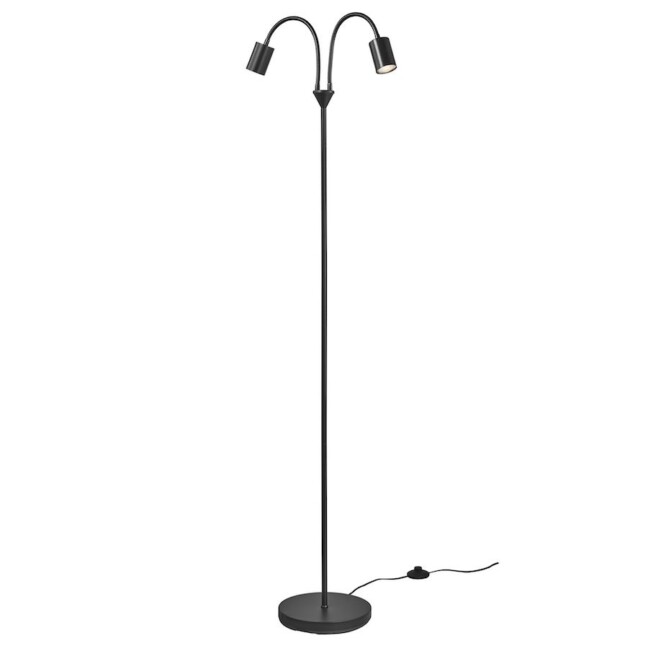Czarna lampa podłogowa Explore z elastycznymi ramionami