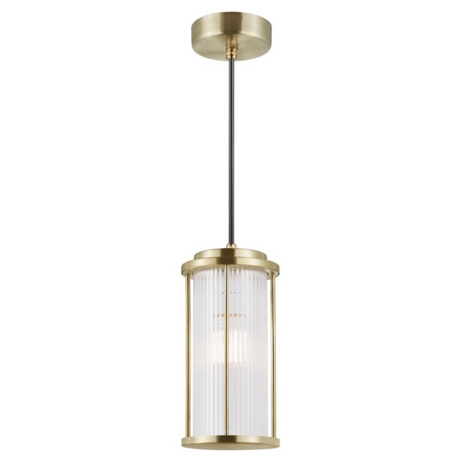 Wisząca lampa Linton w kolorze mosiądzu z klasą szczelności IP54