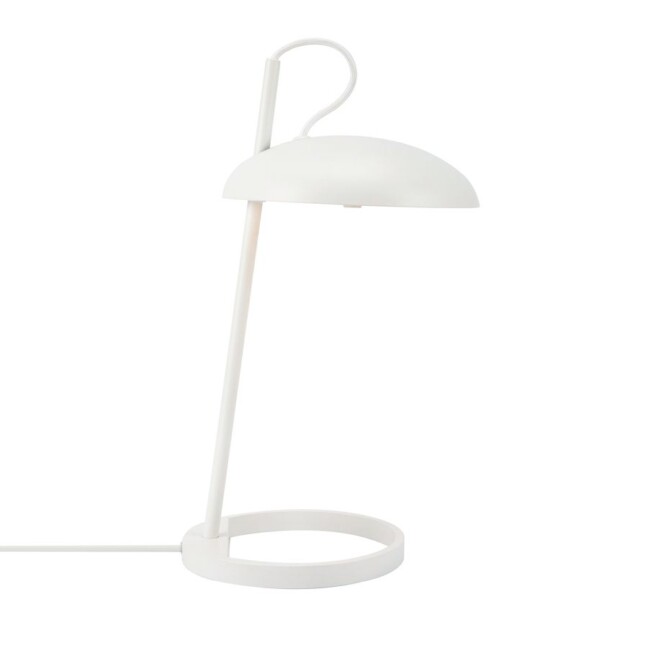 Biała biurkowa lampa Versale od DFTP z szerokim kloszem