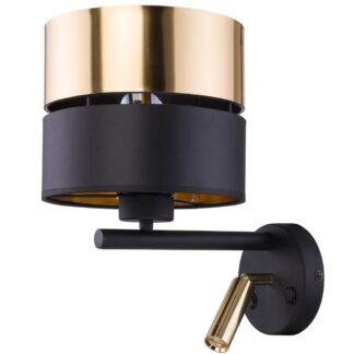 Czarny kinkiet Hilton z abażurem oraz reflektorem do czytania