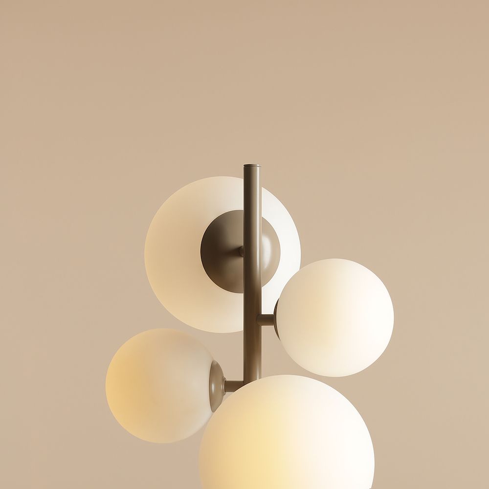 Beżowa lampa podłogowa Bloom z szklanymi kloszami