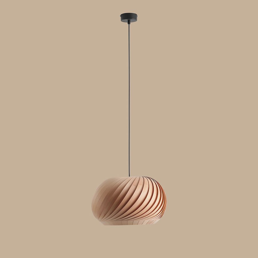 Wisząca lampa Nature Dark S wykonana z brązowego forniru