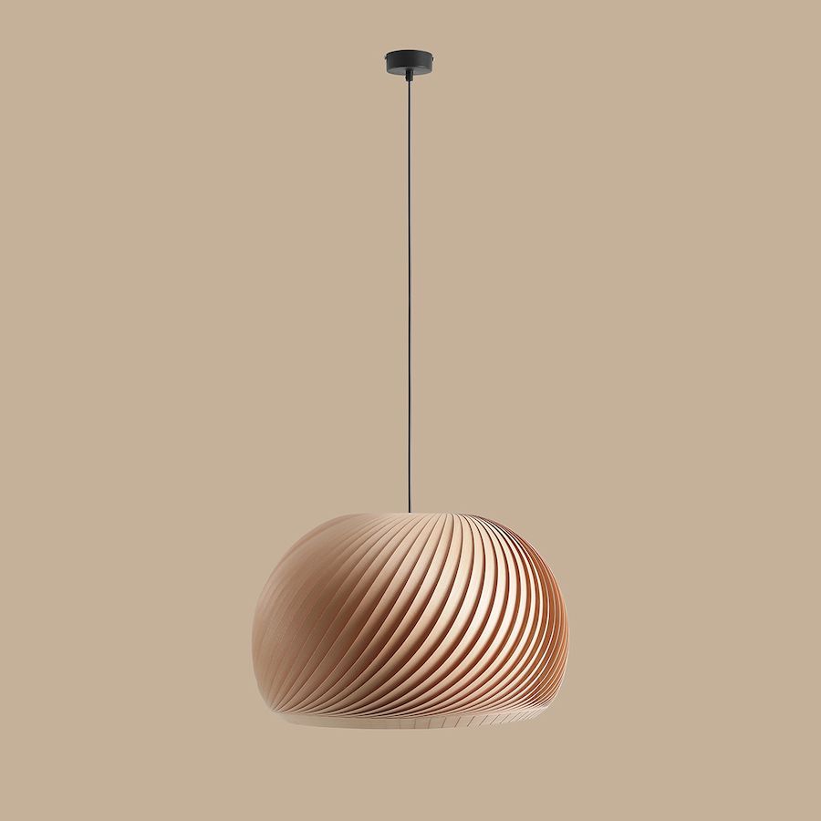Duża wisząca lampa Nature Dark XL z brązowym abażurem w kształcie kulistej rozety
