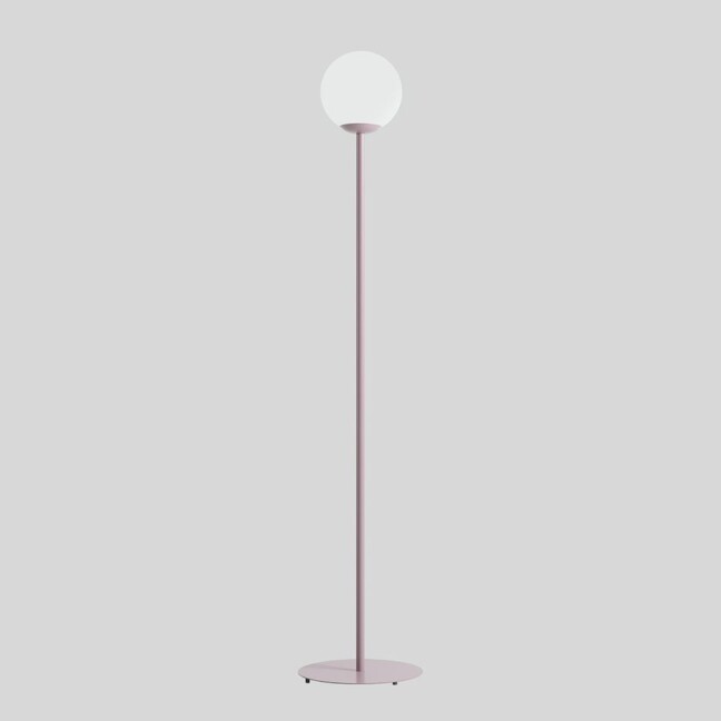 Fioletowa lampa podłogowa Pinne z mlecznym kloszem z kolekcji Artera Colours
