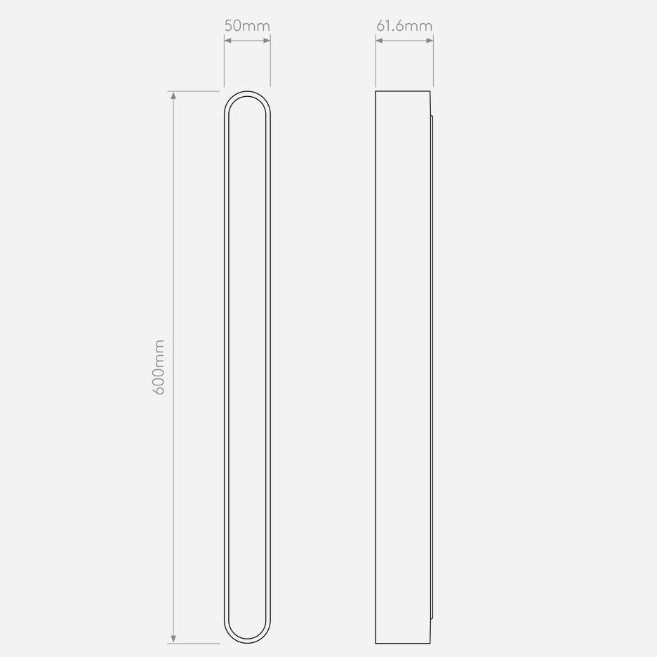 Nowoczesny czarny kinkiet LED Atticus 600 z klasą szczelności IP44