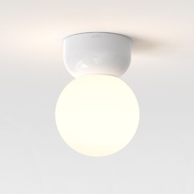Biała mała lampa sufitowa Lyra 140 o klasie szczelności IP44