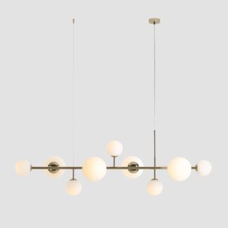 Szeroka, wisząca lampa Dione Gold 9 idealna nad stół