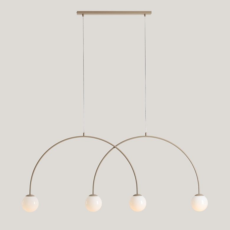 Beżowa podwójna lampa wisząca Una 4 L do salonu