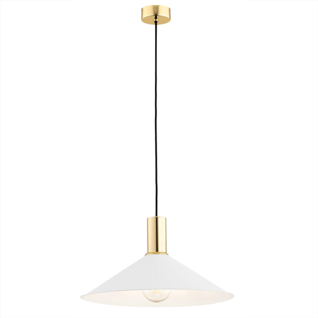 Wisząca lampa Minori w białym kolorze o stożkowym kształcie