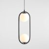 Czarna podwójna lampa wisząca Elli z mlecznymi kloszami