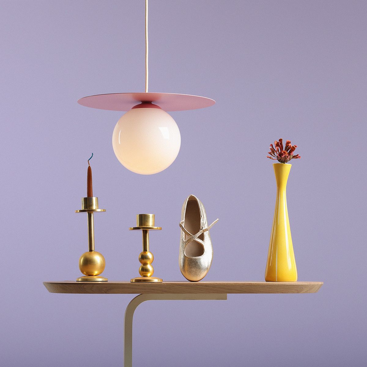 Wisząca lampa Loop w kolorze pudrowego różu