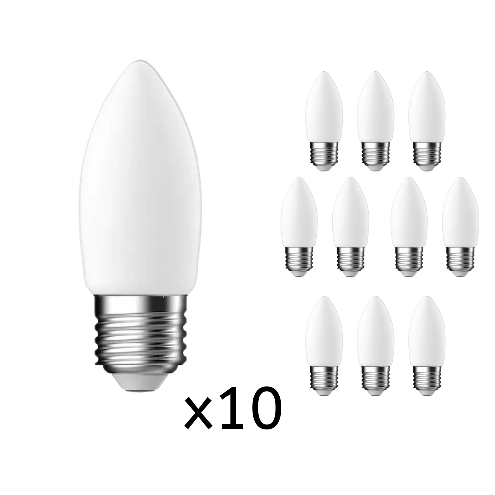 Zestaw 10 mlecznych żarówek C35 Nordlux, E27, 2700K