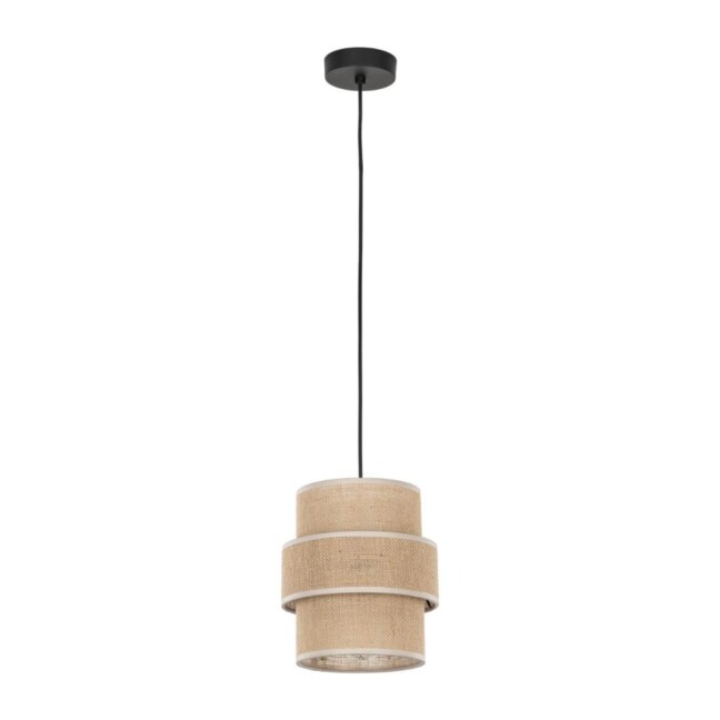 Wąska wisząca lampa Calisto z juty do salonu