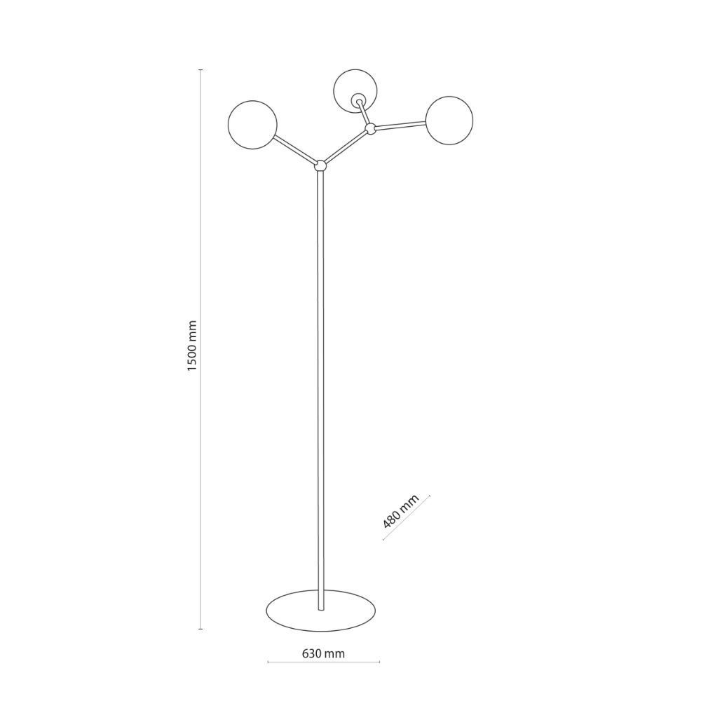 Czarna podłogowa lampa Fairy z kloszami ze szkła